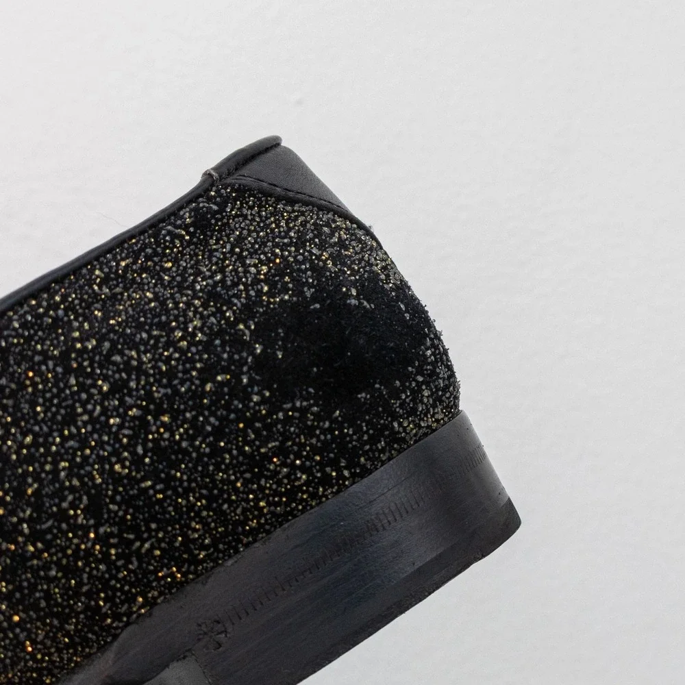 Jimmy Choo Men's Foxley Black & Gold‎ Glitter Tassel Loafers Size EU 40.5 / US 8
